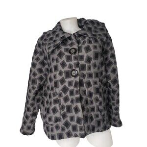 NICHE Gray and Black Geometric Print Quilted Boxy Jacket Size Medium